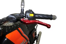 Moto Guzzi Brems-Kupplungshebelset, lang, rot, silber - V7