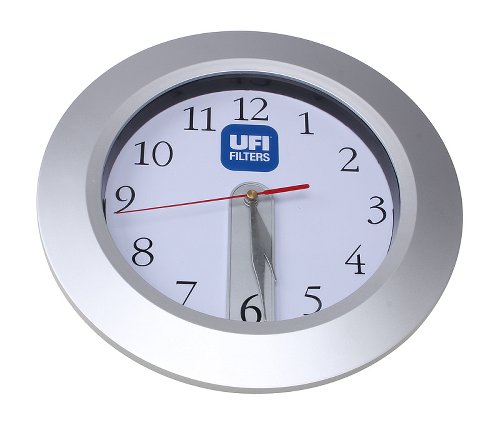 UFI Wanduhr, silber/weiß