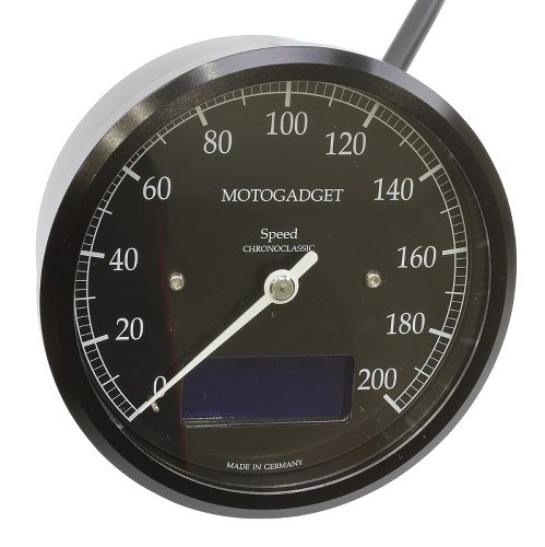 motogadget Chronoclassic speedo, schwarzes LCD, schwarzer