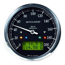 motogadget Chronoclassic speedo, grünes LCD, polierter Ring