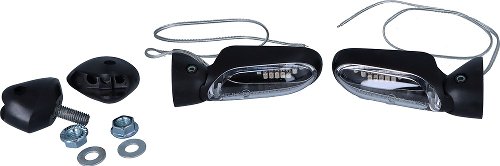 FAR Blinker schwarz, verstellbar, weiße Linse, orange LED -