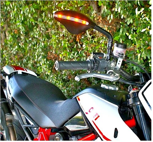 FAR Spiegel Lenker mit LED rechts, schwarz, L230 mm H135mm