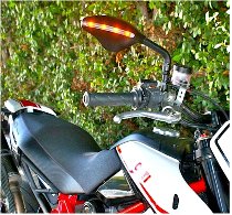 FAR Spiegel Lenker mit LED links, schwarz, L230 mm H135mm