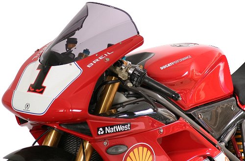 MRA Fairing screen, racing, grey, with homologation - Ducati