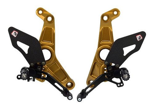 Ducabike Footrest set, adjustable, gold-black - Ducati