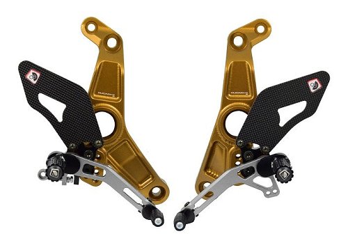 Ducabike Footrest set, adjustable, gold-silver - Ducati