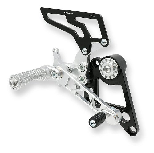 CNC Racing Adjustable rear sets, silber - Ducati Monster