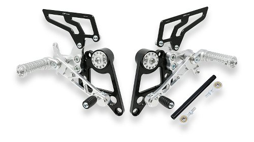 CNC Racing Adjustable rear sets, silber - Ducati Monster