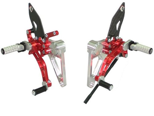 Ducabike Footpegs system, silver-red - Ducati Monster S2R /