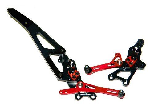 Ducabike Footrest system, black-red - Ducati Hypermotard