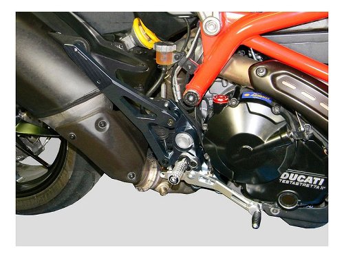 Ducabike Footrest system, black-silver - Ducati Hypermotard