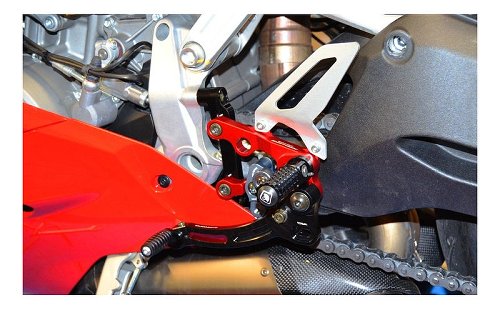 Ducabike Footrest system, black-red - Ducati Panigale 899 /