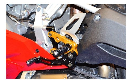 Ducabike Footrest system, black-gold - Ducati Panigale 899 /