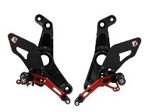 Ducabike Footrest set, adjustable, black-red - Ducati