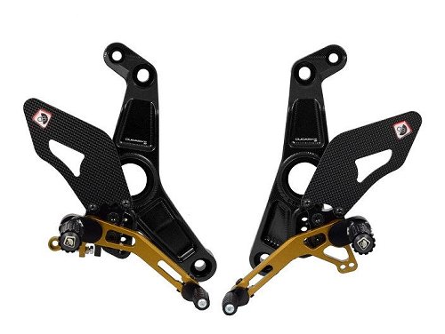 Ducabike Footrest set, adjustable, black-gold - Ducati