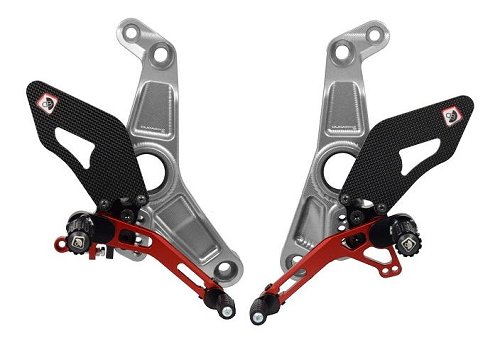 Ducabike Footrest set, adjustable, silver-red - Ducati