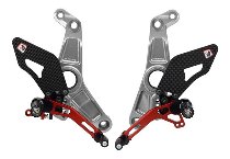 Ducabike Footrest set, adjustable, silver-red - Ducati