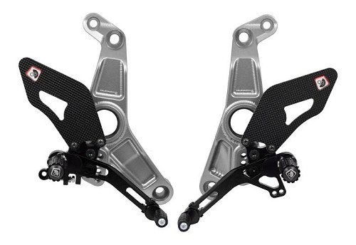 Ducabike Footrest set, adjustable, silver-black - Ducati