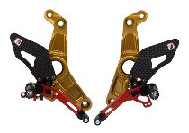 Ducabike Footrest set, adjustable, gold-red - Ducati Monster