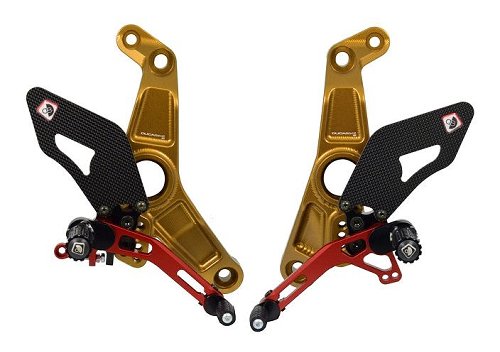 Ducabike Footrest system, gold-red - Ducati Monster 1200...