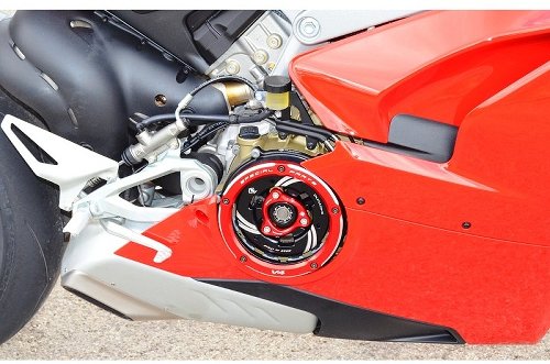 Ducabike Clutch cover, black-red - Ducati Panigale V4