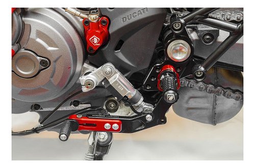 Ducabike Footrest system, black-red - Ducati 950 Hypermotard