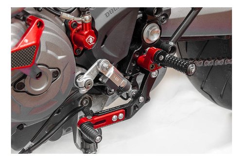 Ducabike Footrest system, black-red - Ducati 950 Hypermotard