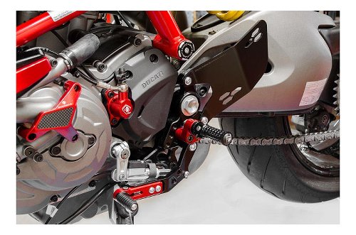 Ducabike Footrest system, black-red - Ducati 950 Hypermotard