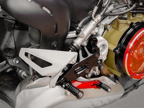 Ducabike Rearset adjustable, black-red - Ducati Streetfigher