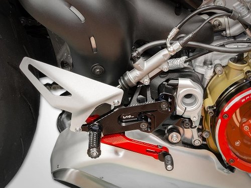 Ducabike Rearset adjustable, black-red - Ducati Streetfigher