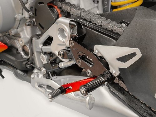 Ducabike Rearset adjustable, black-red - Ducati Streetfigher