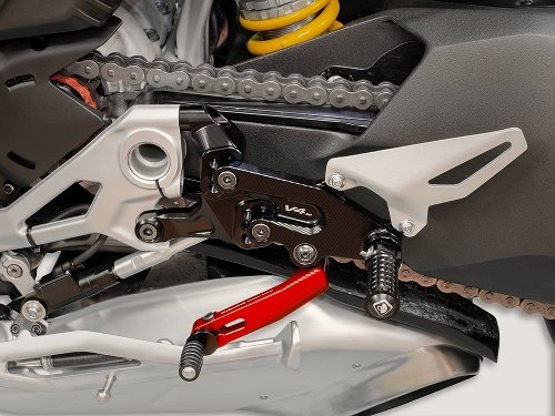 Ducabike Rearset adjustable, black-red - Ducati Streetfigher