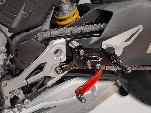 Ducabike Rearset adjustable, black-red - Ducati Streetfigher