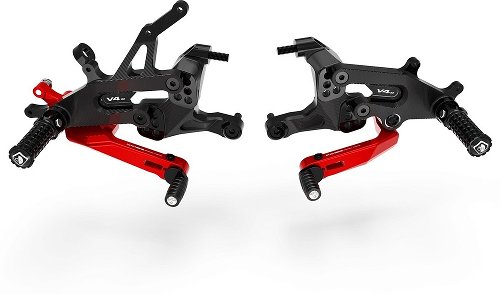 Ducabike Rearset adjustable, black-red - Ducati Streetfigher