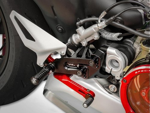 Ducabike Rearset adjustable, black-red - Ducati Streetfigher