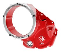 Ducabike Clutch cover, open, red - silver - Ducati Monster