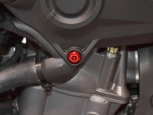 Ducabike Screw Set, left Cover ,1 pc, red - Ducati Monster