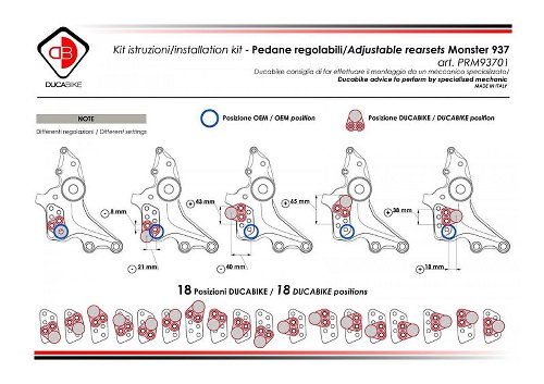 Ducabike poggiapiedi regolabile, nero-oro - Ducati