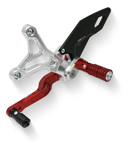 CNC Racing Pedane regolabili, pieghevoli, argento-rosso - MV
