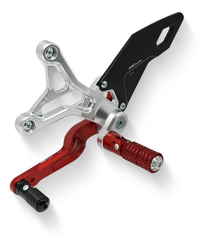 CNC Racing Pedane regolabili, pieghevoli, argento-rosso - MV