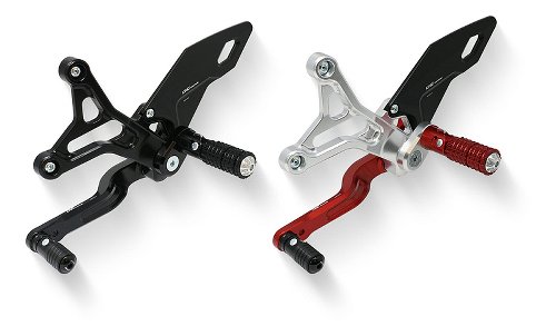 CNC Racing Pedane regolabili, pieghevoli, argento-rosso - MV