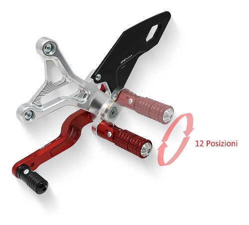 CNC Racing Pedane regolabili, pieghevoli, argento-rosso - MV