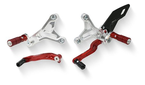 CNC Racing Pedane regolabili, pieghevoli, argento-rosso - MV