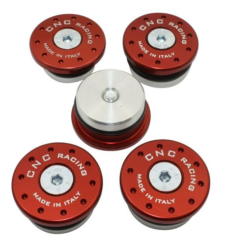 CNC Racing Frame cap set, red - Ducati Hypermotard /