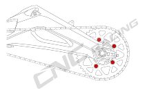 CNC Racing Rear sprocket/-flange nuts, M10x1.25, 5 pcs., red