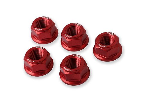 CNC Racing Rear sprocket/-flange nuts, M10x1.25, 5 pcs., red
