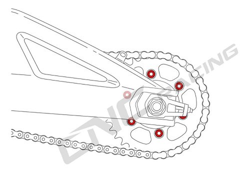 CNC Racing Kit tuercas brida rueda dentada, M10x1.0, 5 pzs.,