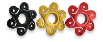 CNC Racing Bridas de piñón , 6 agujeros, bicolor, oro-plata