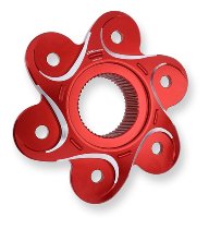 CNC Racing Brida de piñón , 6 agujeros, bicolor, rojo-plata