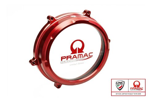 CNC Racing Clear oil bath clutch cover, PRAMAC, red - Ducati